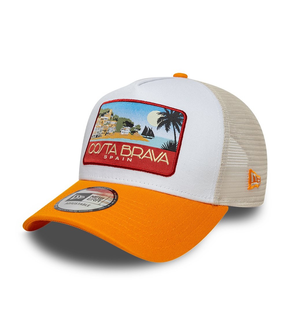 New Era trucker cap with flat visor