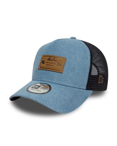 New Era Trucker hat denim leather patch