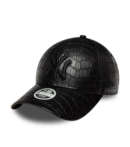 New Era curved visor leather effect cap