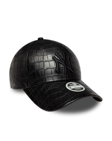 New Era curved visor leather effect cap