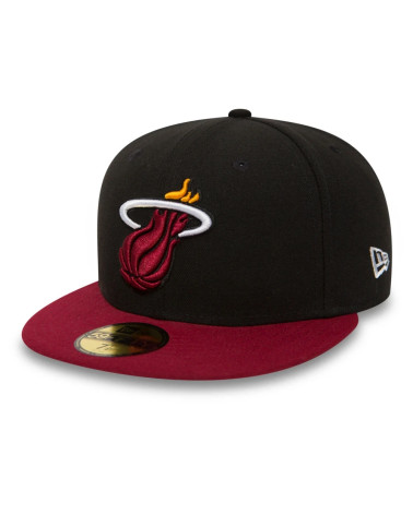 NEW ERA NBA LEAGUE BASIC 59FIFTY MIAMI HEAT SNAPBACK CAP, UOMO, BLACK RED, 7 5/8 (60.6 CM)