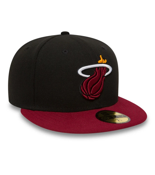 NEW ERA NBA LEAGUE BASIC 59FIFTY MIAMI HEAT SNAPBACK CAP, UOMO, BLACK RED, 7 5/8 (60.6 CM)