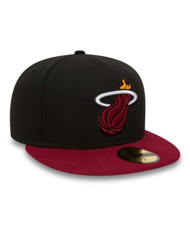 NEW ERA NBA LEAGUE BASIC 59FIFTY MIAMI HEAT SNAPBACK CAP, UOMO, BLACK RED, 7 5/8 (60.6 CM)