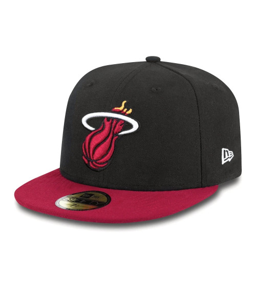 NEW ERA NBA LEAGUE BASIC 59FIFTY MIAMI HEAT SNAPBACK CAP, UOMO, BLACK RED, 7 5/8 (60.6 CM)