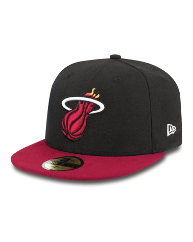 NEW ERA NBA LEAGUE BASIC 59FIFTY MIAMI HEAT SNAPBACK CAP, UOMO, BLACK RED, 7 5/8 (60.6 CM)