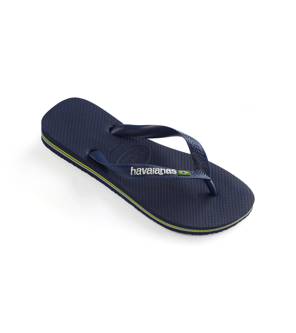 HAVAIANAS BRASIL LOGO (MINI ME), INFRADITO UNISEX - BAMBINI E RAGAZZI, NAVY BLUE, 29/30 EU