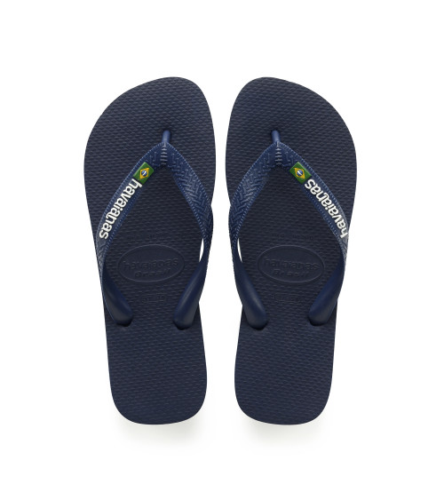 HAVAIANAS BRASIL LOGO (MINI ME), INFRADITO UNISEX - BAMBINI E RAGAZZI, NAVY BLUE, 29/30 EU