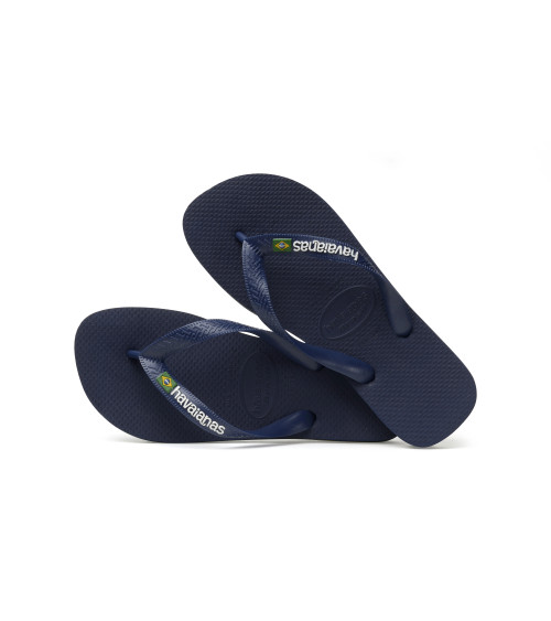 HAVAIANAS BRASIL LOGO (MINI ME), INFRADITO UNISEX - BAMBINI E RAGAZZI, NAVY BLUE, 29/30 EU