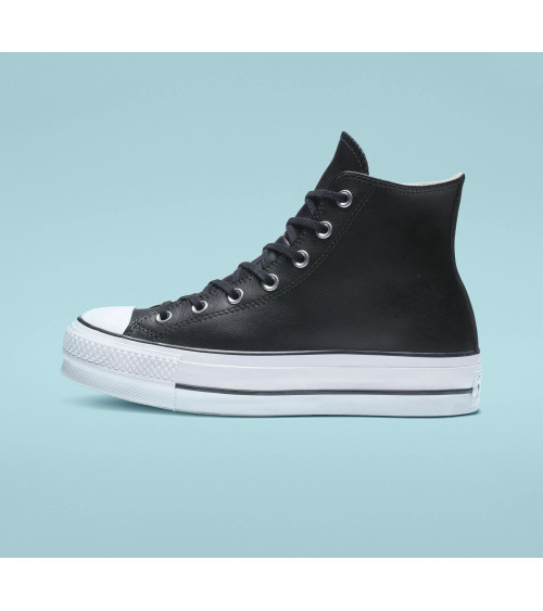 CONVERSE CHUCK TAYLOR CTAS LIFT CLEAN HI, SCARPE DA GINNASTICA BASSE DONNA, SCHWARZ BLACK BLACK WHITE 001, 36 EU