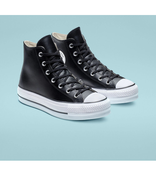 CONVERSE CHUCK TAYLOR CTAS LIFT CLEAN HI, SCARPE DA GINNASTICA BASSE DONNA, SCHWARZ BLACK BLACK WHITE 001, 36 EU