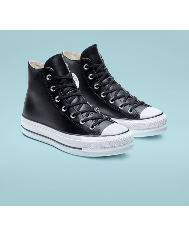 CONVERSE CHUCK TAYLOR CTAS LIFT CLEAN HI, SCARPE DA GINNASTICA BASSE DONNA, SCHWARZ BLACK BLACK WHITE 001, 36 EU