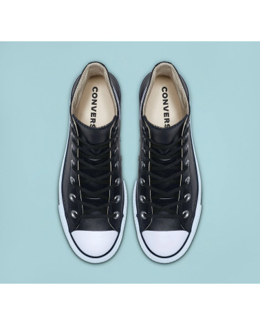 CONVERSE CHUCK TAYLOR CTAS LIFT CLEAN HI, SCARPE DA GINNASTICA BASSE DONNA, SCHWARZ BLACK BLACK WHITE 001, 36 EU