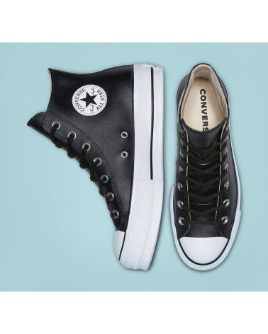 CONVERSE CHUCK TAYLOR CTAS LIFT CLEAN HI, SCARPE DA GINNASTICA BASSE DONNA, SCHWARZ BLACK BLACK WHITE 001, 36 EU