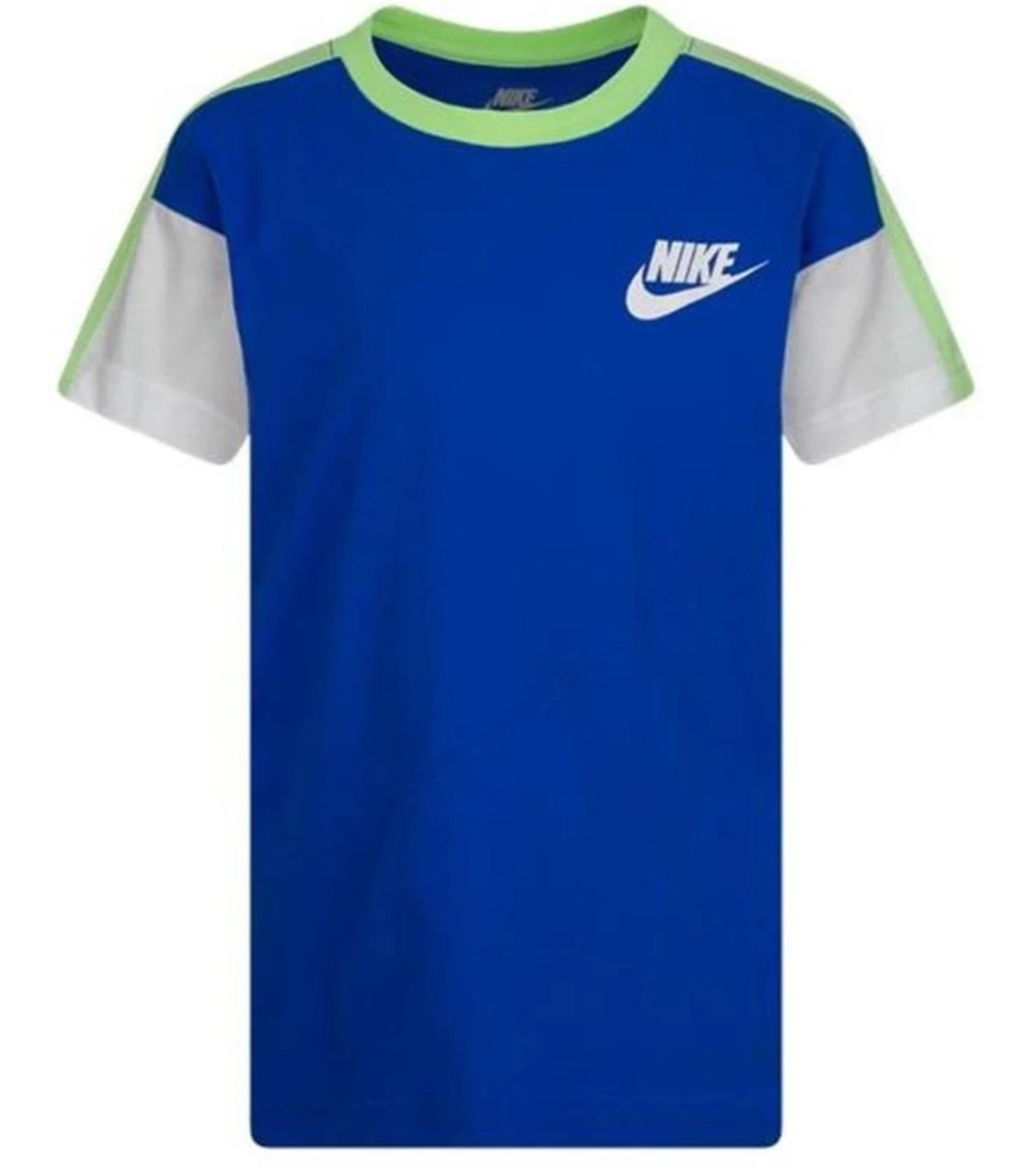 NIKE NG COLORBLOCKED SS TEE, MAGLIETTA, BAMBINO, BLU VERDE, 4-5 ANNI