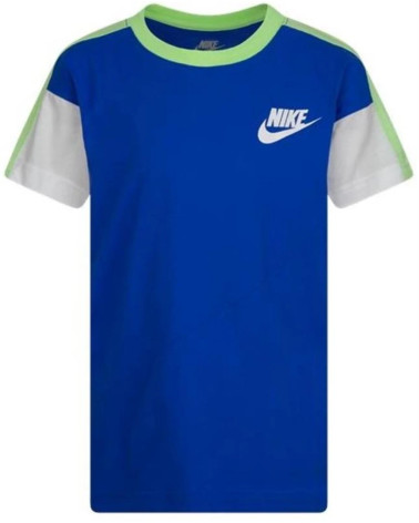 NIKE NG COLORBLOCKED SS TEE, MAGLIETTA, BAMBINO, BLU VERDE, 4-5 ANNI