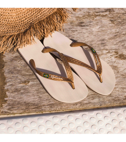 IPANEMA CLAS BRASIL II FEM, INFRADITO DONNA, BEIGE/GOLD, 35 EU