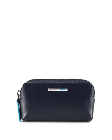 PIQUADRO Blue Square Leather Keychain - Unisex | Free Shipping