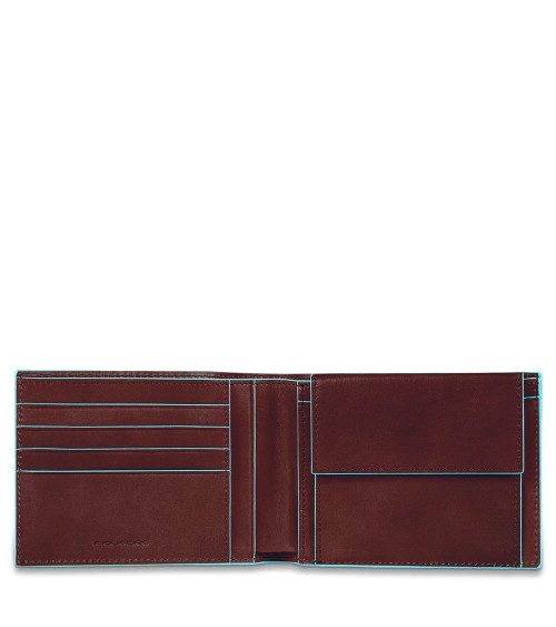 Piquadro Blue Square Porte-Monnaie - Cuir - 4 Cartes - Bleu Nuit