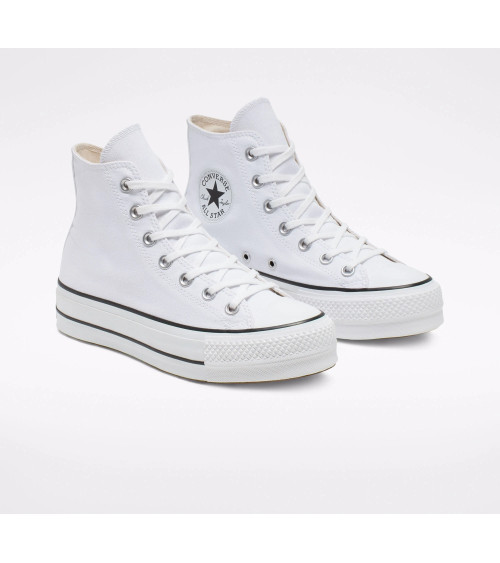 CONVERSE CHUCKS PLATEAU BIANCO 560846C CHUCK TAYLOR ALL STAR LIFT - HI BIANCO NERO BIANCO, TAGLIA:36