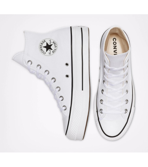 CONVERSE CHUCKS PLATEAU BIANCO 560846C CHUCK TAYLOR ALL STAR LIFT - HI BIANCO NERO BIANCO, TAGLIA:36